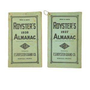 Roysters Almanac 1937 1938 Vintage Lot of 2 Agriculture Farming Gardening Gift